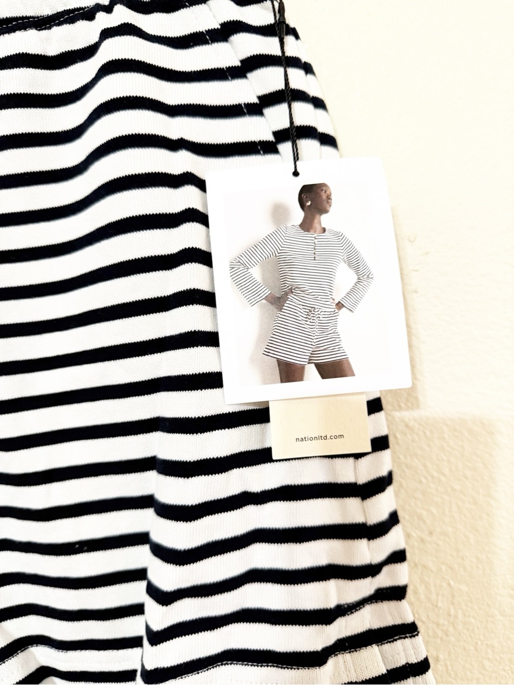 Nation Los Angeles Stacey Stripe Drawstring Pocket Cotton Shorts NEW Size Medium - Picture 9 of 12